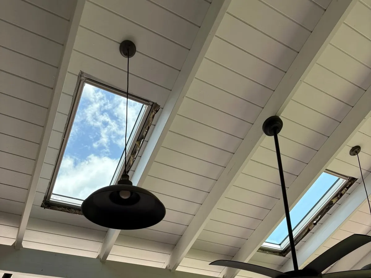 The same patio ceiling with two skylights