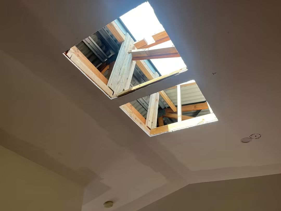 Timber framing around a new skylight opening