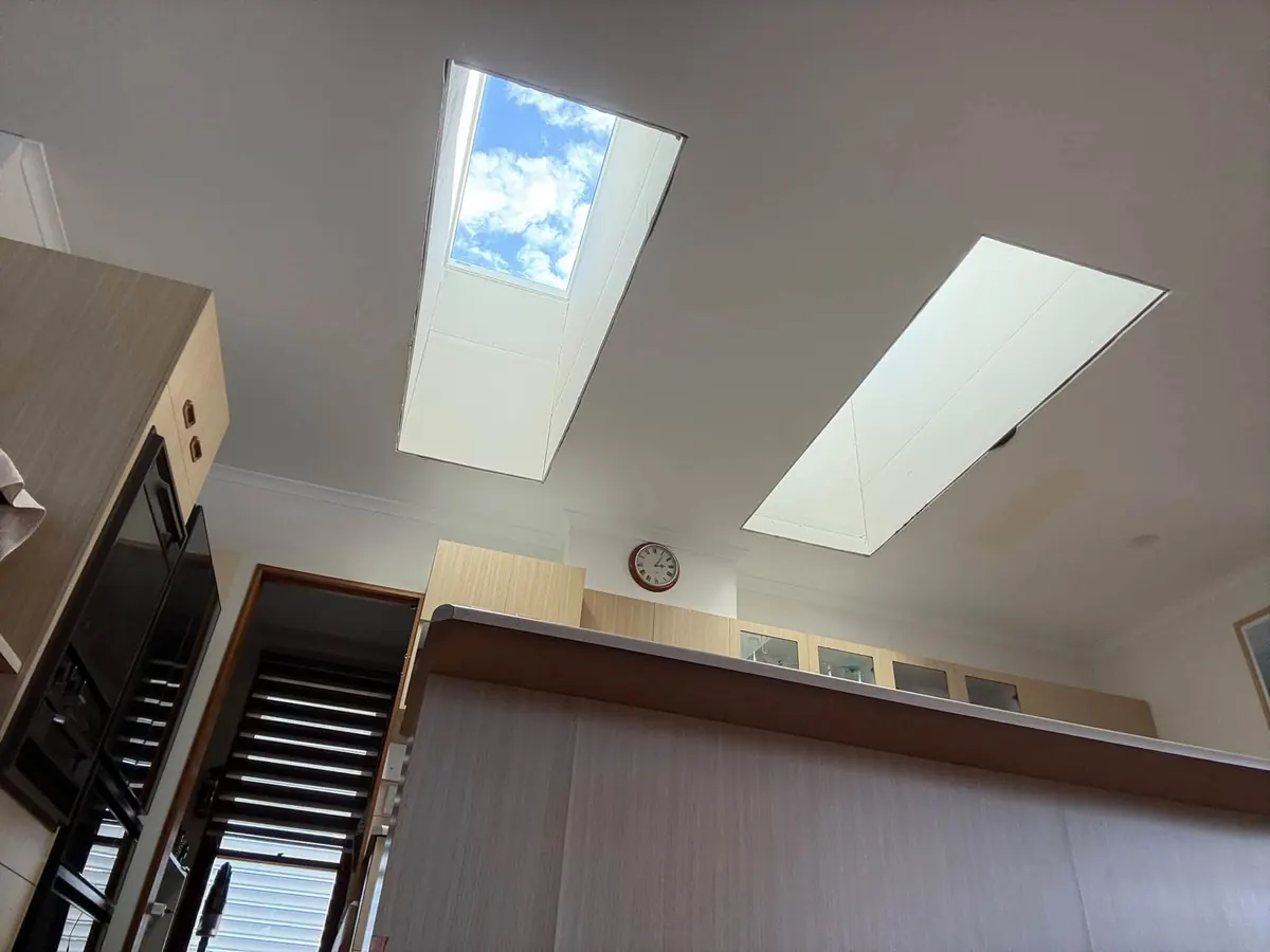 Two skylights lighting a stairwell void