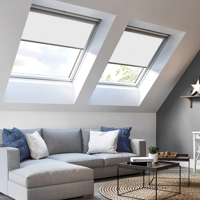 Keylite roof windows with solar blinds