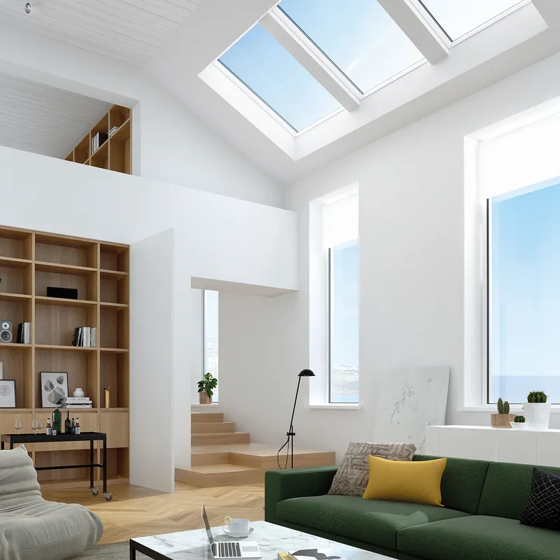 Keylite roof windows in a bright living room