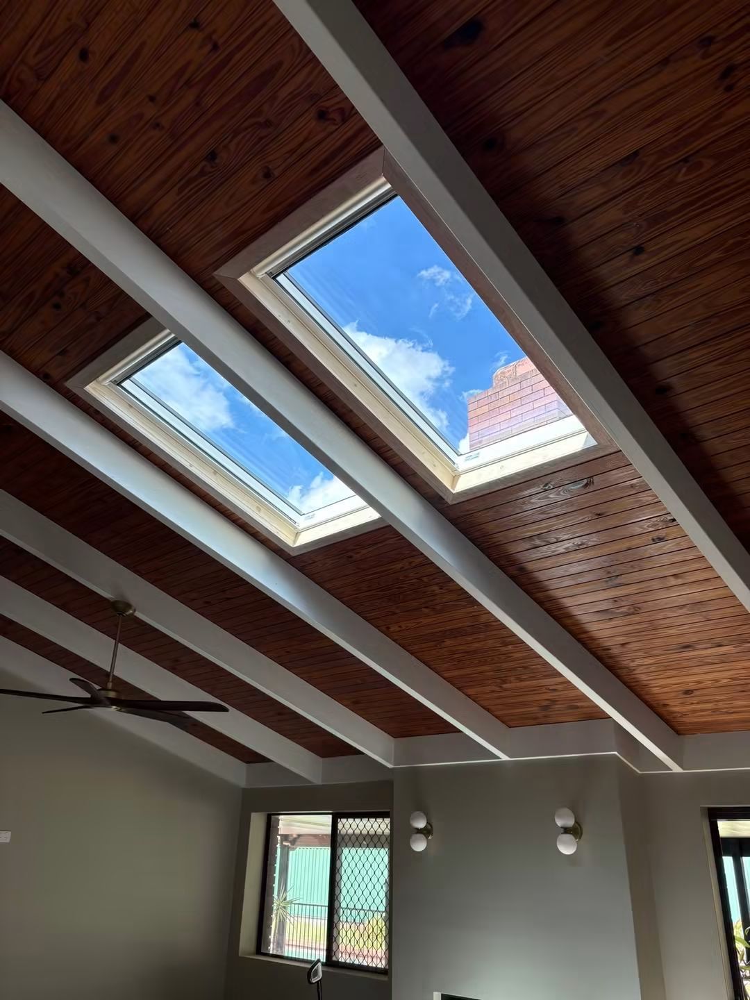 Twin skylights above an open living area